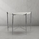 Thaddeus Metal Horn Semi-Circle Marble Console Table Hand-Forged Entryways Entrance Table