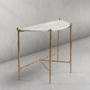 Thaddeus Metal Horn Semi-Circle Marble Console Table Hand-Forged Entryways Entrance Table