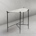 Thaddeus Metal Horn Semi-Circle Marble Console Table Hand-Forged Entryways Entrance Table