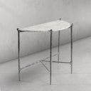 Thaddeus Metal Horn Semi-Circle Marble Console Table Hand-Forged Entryways Entrance Table
