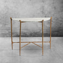 Thaddeus Metal Horn Semi-Circle Marble Console Table Hand-Forged Entryways Entrance Table