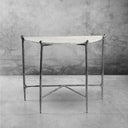 Thaddeus Metal Horn Semi-Circle Marble Console Table Hand-Forged Entryways Entrance Table