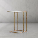 Vintage Forged Tempered Glass C-Shaped Side Table