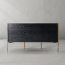 Vintage Forged Metal Frame Rattan Side Cabinet