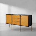 Vintage Forged Metal Frame Rattan Side Cabinet