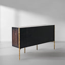 Vintage Forged Metal Frame Rattan Side Cabinet