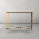 Thaddeus Metal Metal Frame Elm Wood Console Table Hand-Forged Entryways Entrance Table