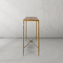 Thaddeus Metal Metal Frame Elm Wood Console Table Hand-Forged Entryways Entrance Table