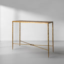 Thaddeus Metal Metal Frame Elm Wood Console Table Hand-Forged Entryways Entrance Table