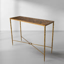 Vintage Forged Metal Frame Elm Wood Console Table