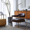 Vintage Forged Brown Leather Lounge Armchair