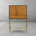Vintage Forged Metal Frame Rattan Side Cabinet