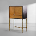 Vintage Forged Metal Frame Rattan Side Cabinet