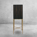 Vintage Forged Metal Frame Rattan Side Cabinet