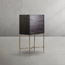 Vintage Forged Metal Frame Rattan Side Cabinet