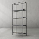Thaddeus Metal White Marble Shelving Hand-Forged Shelving Units Storage Shelves