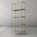 Thaddeus Metal White Marble Shelving Hand-Forged Shelving Units Storage Shelves