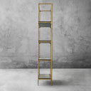 Thaddeus Metal White Marble Shelving Hand-Forged Shelving Units Storage Shelves