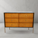 Vintage Forged Metal Frame Rattan 6-Drawer Side Cabinet
