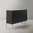 Vintage Forged Metal Frame Rattan 6-Drawer Side Cabinet