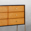 Vintage Forged Metal Frame Rattan 6-Drawer Side Cabinet
