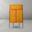 Vintage Forged Metal Frame Rattan Side Cabinet