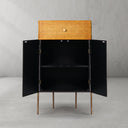 Vintage Forged Metal Frame Rattan Side Cabinet