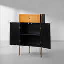 Vintage Forged Metal Frame Rattan Side Cabinet
