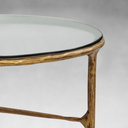 Thaddeus Metal Glass Round Coffee Table 3 Legs Hand-Forged Living Sofa Center Tea Table