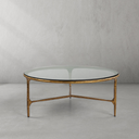 Thaddeus Metal Glass Round Coffee Table 3 Legs Hand-Forged Living Sofa Center Tea Table