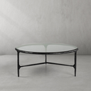 Thaddeus Metal Glass Round Coffee Table 3 Legs Hand-Forged Living Sofa Center Tea Table