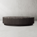 Mulhollan Oak Wood Stone Top Round Coffee Table