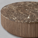 Mulhollan Oak Wood Stone Top Round Coffee Table