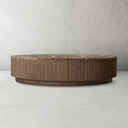 Mulhollan Oak Wood Stone Top Round Coffee Table