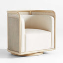 Cane Back Whitewash Swivel Accent Chair