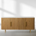 Finnley Wood Sideboard Marble Countertop Buffet Storage Rural Entryways Cabinet