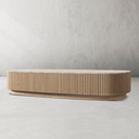 Mulhollan Oak Wood & Stone Coffee Table