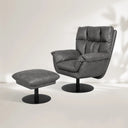 Deacon Microfiber Leather Swivel Recliner  & Ottoman