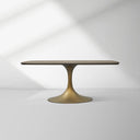 Aero Solid Oak Top Dining Table Tulip Rectangular Dining Table with Launette Base