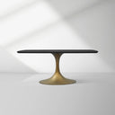 Aero Solid Oak Top Dining Table Tulip Rectangular Dining Table with Launette Base