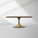 Aero Solid Oak Top Dining Table Tulip Rectangular Dining Table with Launette Base