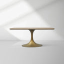 Aero Solid Oak Top Dining Table Tulip Rectangular Dining Table with Launette Base