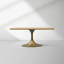 Aero Solid Oak Top Dining Table Tulip Rectangular Dining Table with Launette Base