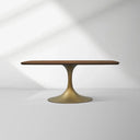 Aero Solid Oak Top Dining Table Tulip Rectangular Dining Table with Launette Base