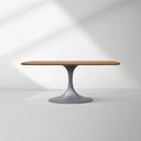 Aero Solid Oak Top Dining Table Tulip Rectangular Dining Table with Launette Base