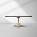 Aero Solid Oak Top Dining Table Tulip Rectangular Dining Table with Launette Base