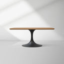 Aero Solid Oak Top Dining Table Tulip Rectangular Dining Table with Launette Base