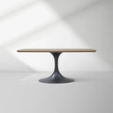Aero Solid Oak Top Dining Table Tulip Rectangular Dining Table with Launette Base