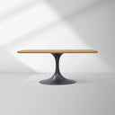 Aero Solid Oak Top Dining Table Tulip Rectangular Dining Table with Launette Base