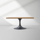 Aero Solid Oak Top Dining Table Tulip Rectangular Dining Table with Launette Base